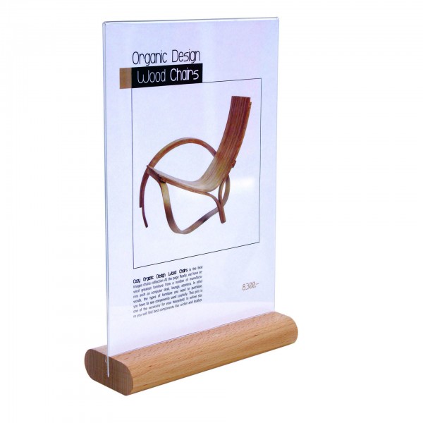 porta avvisi con base in legno da banco