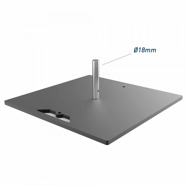 square base 360x360 360x360mm, pin Ø18mm