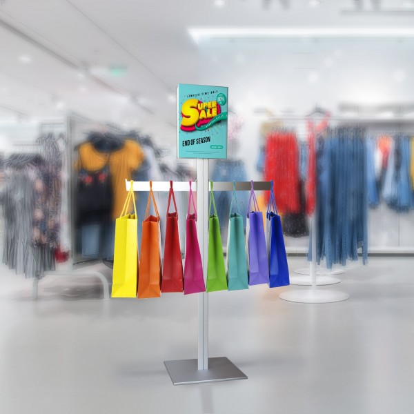espositore porta shopper e avvisi