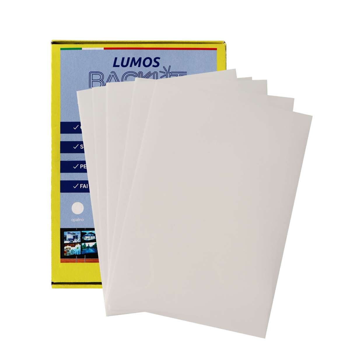 Tecnostyl - Risma da 100 fogli backlite in formato A4. Carta di alta qualità ideale per retroilluminazione a LED nelle vetrine luminose. Utilizzabile con qualsiasi stampante a laser o digitale