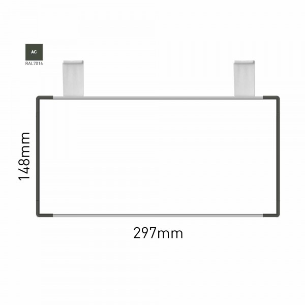 Cartello modulare intercambiabile con sistema a soffitto bifacciale
